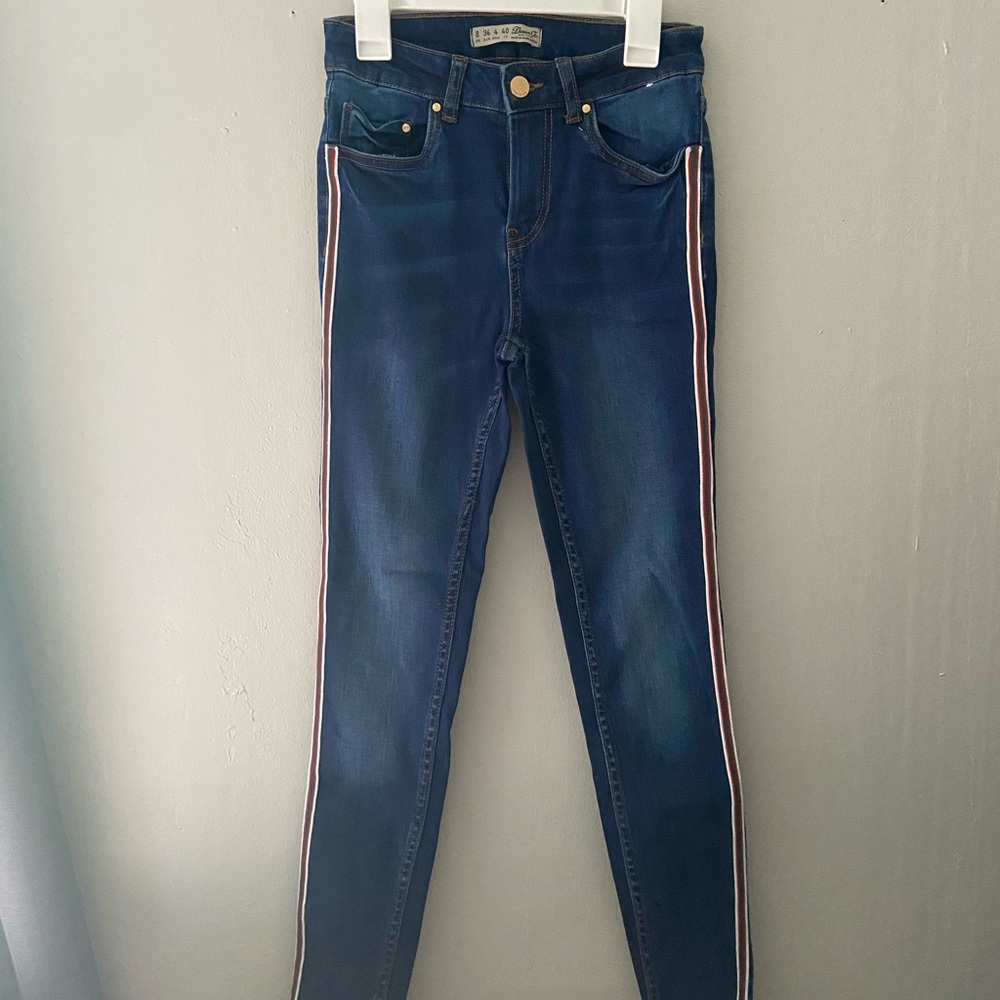 Dark Wash Jeans with Side Stripe